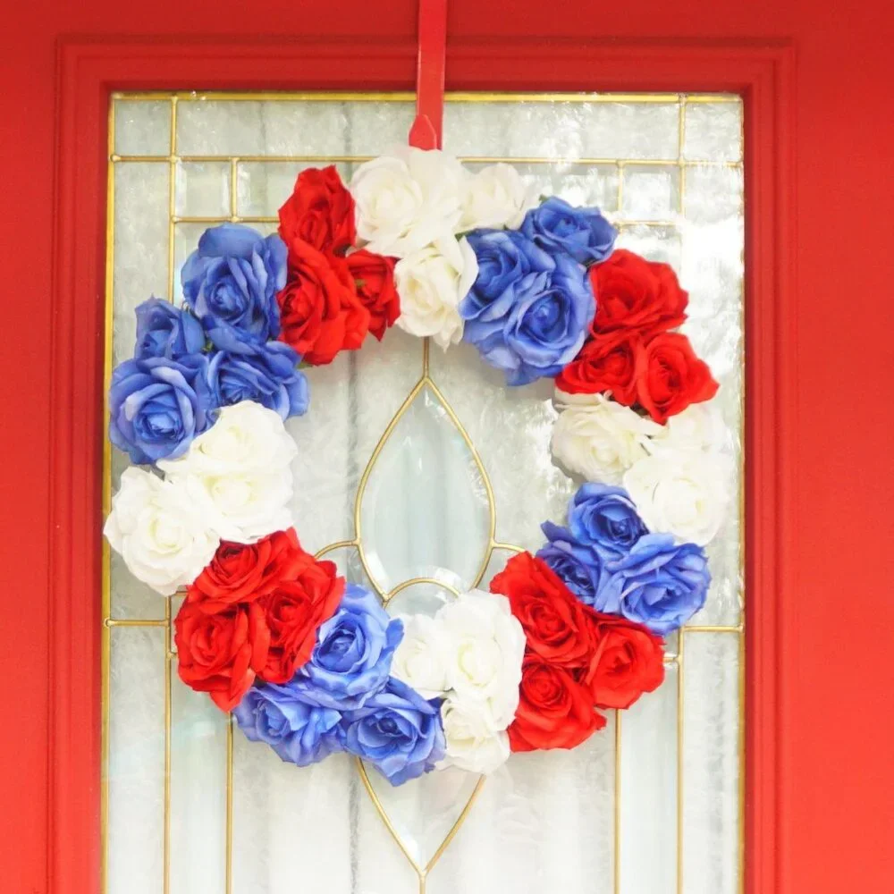 Red, White and Blue Rose Wreath
